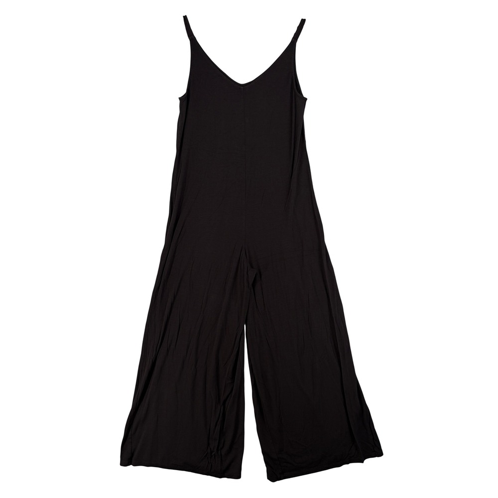 Athleta Nighttime Bliss Sleep V Neck Romper Black XS Wide Leg Jumpsuit Lounge
